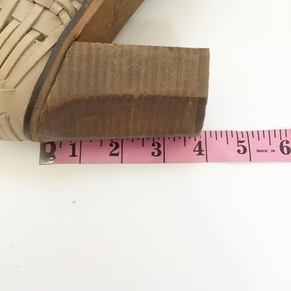 Naughty Monkey Killion Leather Huarache Stacked Heel Sandals Nude Open Toe 9.5 - Picture 10 of 12